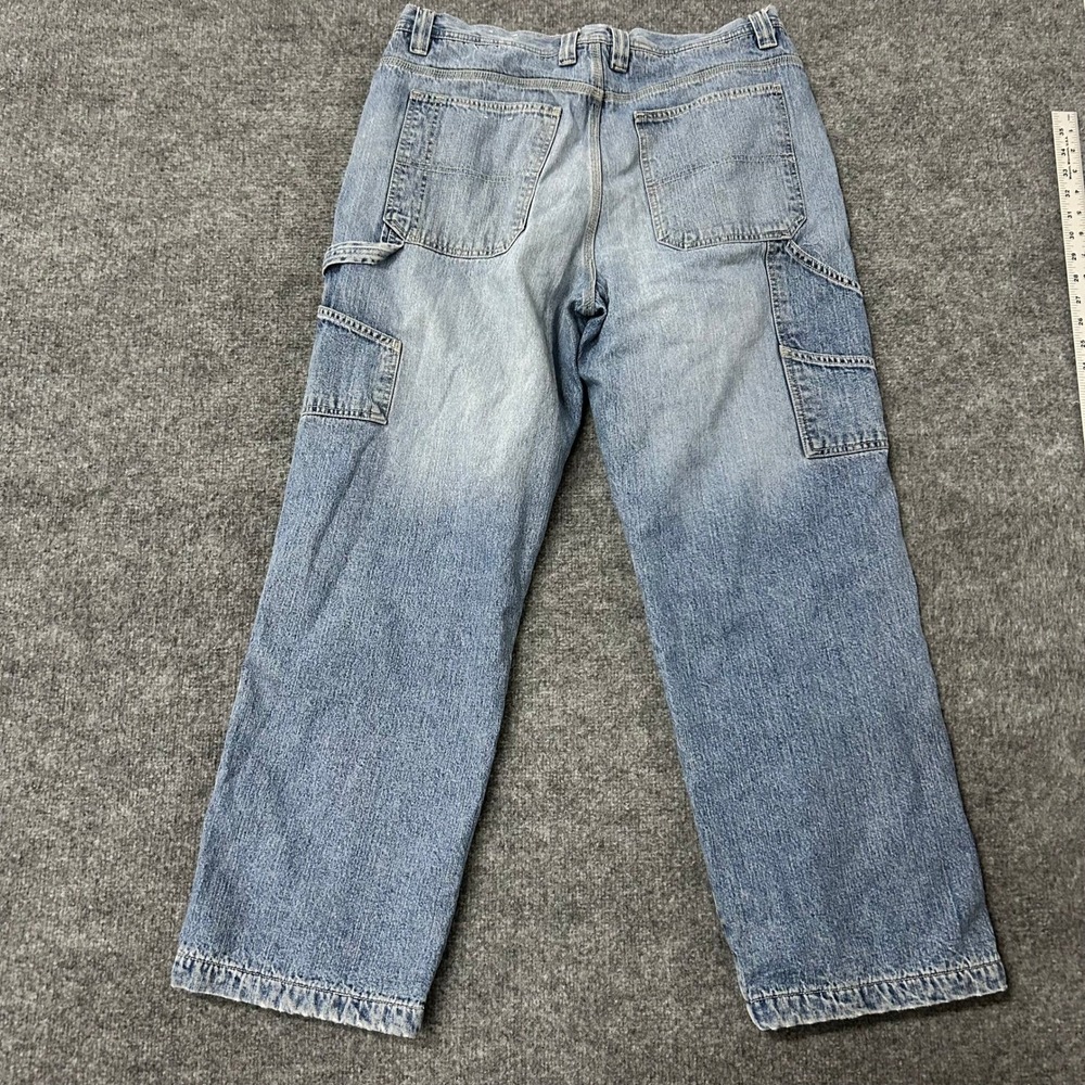 Faded Glory Carpenter Jeans Mens Size 36x32 Blue Fleece Lined Denim Utility Good